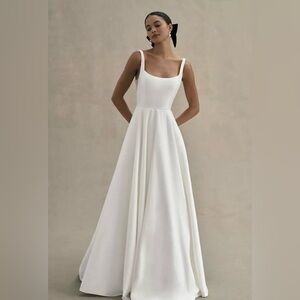 Jenny Yoo Wedding Gown Anthropologie Dress Square-Neck Open-Back Taffeta